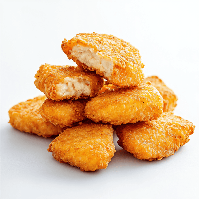 Premium cultivated chicken nuggets with crispy coating and tender texture