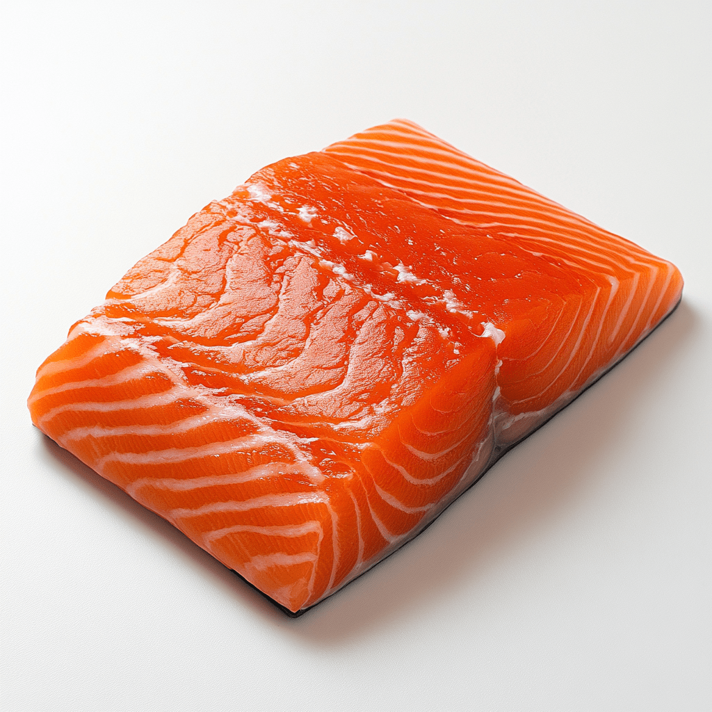 Fresh cultivated salmon fillets rich in omega-3